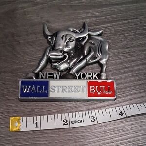 Silver and Red Wall Street Bull Wall Decor